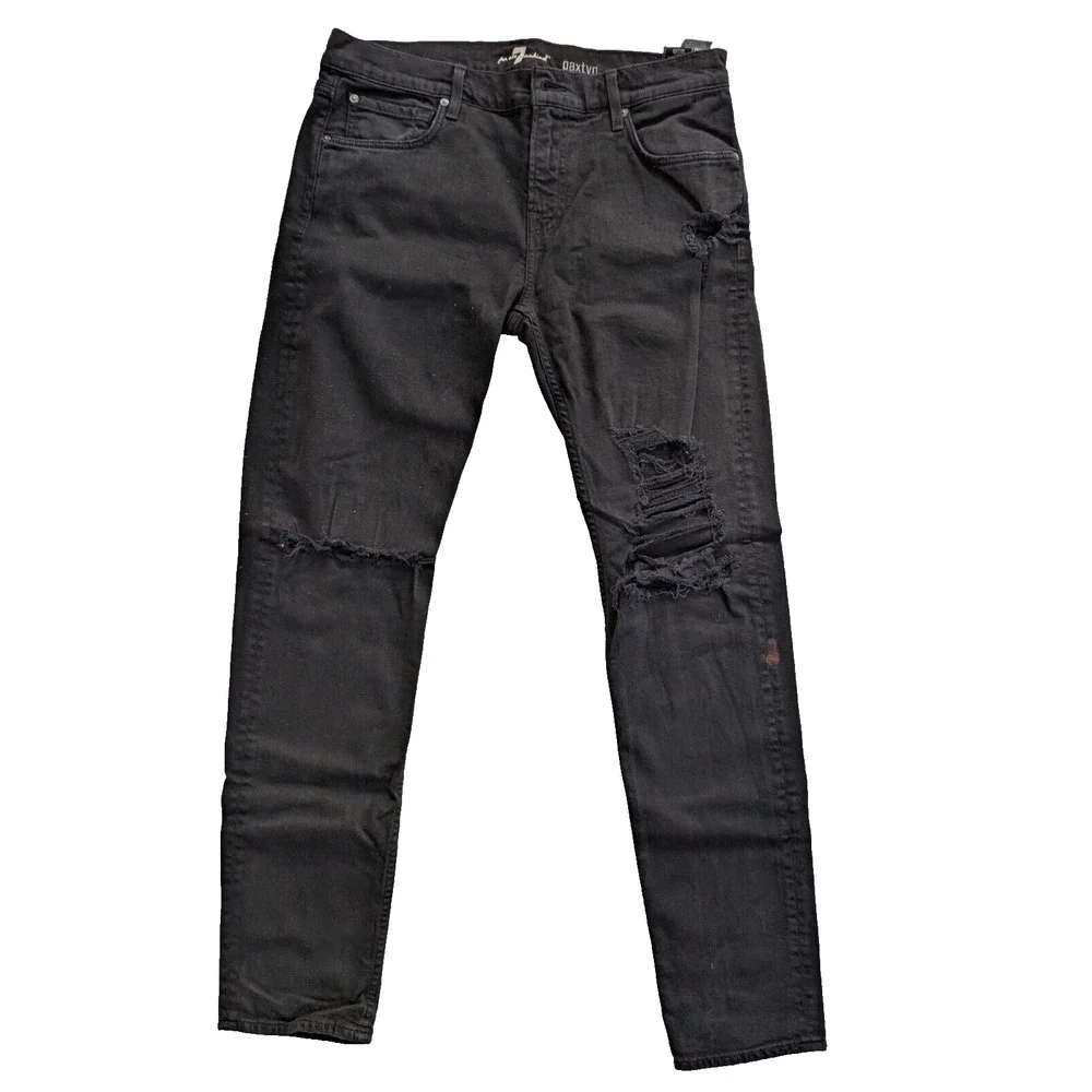 7‎ For All Mankind Jeans Paxtyn Mens 34 Black Distressed 7FAMK